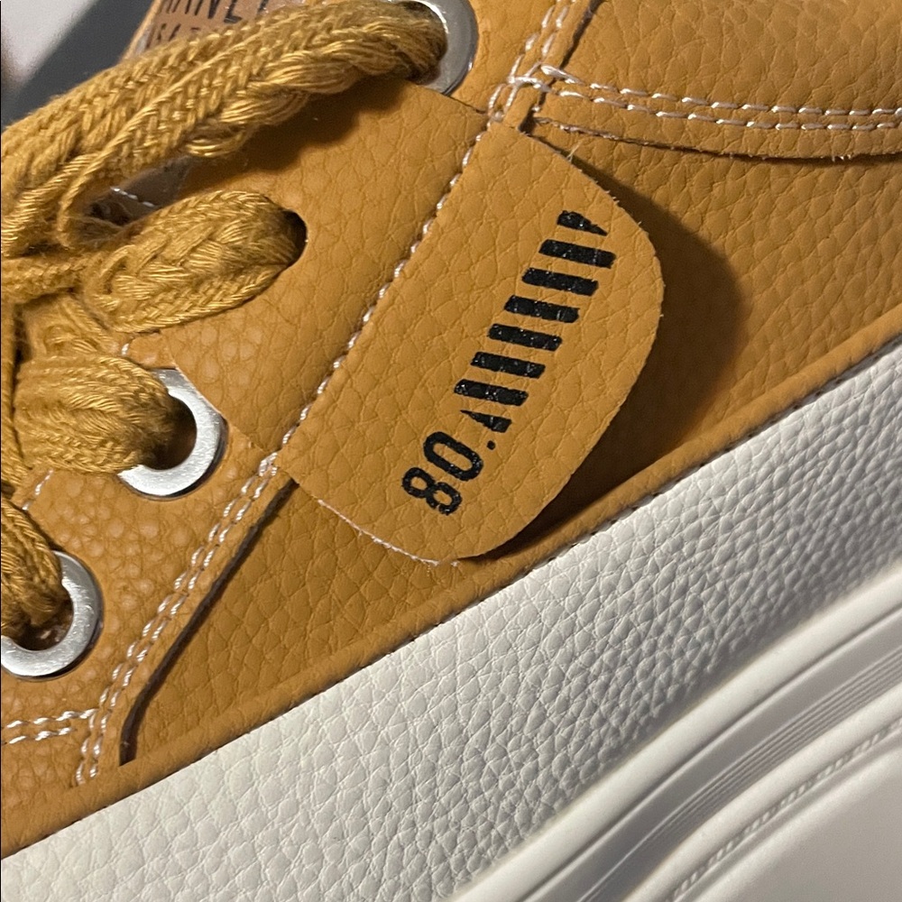 Women’s Mustard Yellow Platform Sneakers with Cream Sole - Picture 7 of 7